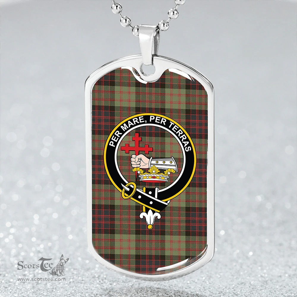 ScottishPlaid MacDonald #2 (Donald #2) Weathered Clan Tartan Dog Tag Necklace - Crest Classic Scottish Plaid Tartan Plaid