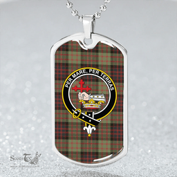 ScottishPlaid MacDonald #2 (Donald #2) Weathered Clan Tartan Dog Tag Necklace - Crest Classic Scottish Plaid Tartan Plaid