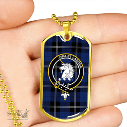 ScottishPlaid Ramsay Blue Modern Clan Tartan Dog Tag Necklace - Crest Classic Scottish Plaid Tartan Plaid