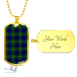 Scottish Johnston Modern Clan Tartan Dog Tag Necklace - Classic Scottish Plaid Tartan Plaid