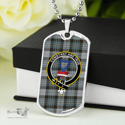 ScottishPlaid Rose Hunting #2 Weathered Clan Tartan Dog Tag Necklace - Crest Classic Scottish Plaid Tartan Plaid