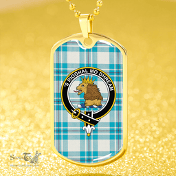 ScottishPlaid MacGregor Dress Turquoise (Gregor Dress Turquoise) Clan Tartan Dog Tag Necklace - Crest Classic Scottish Plaid Tartan Plaid