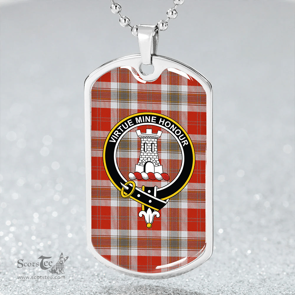 ScottishPlaid MacLean of Duart Dress Red Ancient Clan Tartan Dog Tag Necklace - Crest Classic Scottish Plaid Tartan Plaid