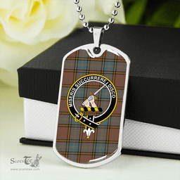 ScottishPlaid MacMillan Hunting Weathered Clan Tartan Dog Tag Necklace - Crest Classic Scottish Plaid Tartan Plaid