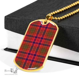 Scottish Lumsden Modern Clan Tartan Dog Tag Necklace - Classic Scottish Plaid Tartan Plaid