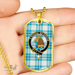 ScottishPlaid MacGregor Dress Turquoise (Gregor Dress Turquoise) Clan Tartan Dog Tag Necklace - Crest Classic Scottish Plaid Tartan Plaid