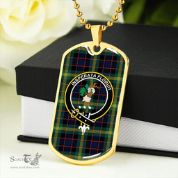 ScottishPlaid Watson (Wate/Watt) Modern Clan Tartan Dog Tag Necklace - Crest Classic Scottish Plaid Tartan Plaid