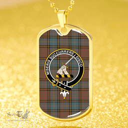 ScottishPlaid MacMillan Hunting Weathered Clan Tartan Dog Tag Necklace - Crest Classic Scottish Plaid Tartan Plaid