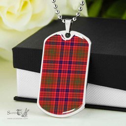 Scottish Lumsden Modern Clan Tartan Dog Tag Necklace - Classic Scottish Plaid Tartan Plaid