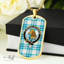 ScottishPlaid MacGregor Dress Turquoise (Gregor Dress Turquoise) Clan Tartan Dog Tag Necklace - Crest Classic Scottish Plaid Tartan Plaid