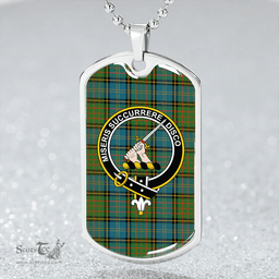 ScottishPlaid MacMillan Hunting Ancient Clan Tartan Dog Tag Necklace - Crest Classic Scottish Plaid Tartan Plaid