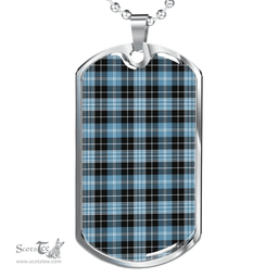 Scottish Clark Ancient Clan Tartan Dog Tag Necklace - Classic Scottish Plaid Tartan Plaid