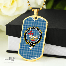 ScottishPlaid MacDonald Lord of the Isles Hunting Blue (Donald Lord of the Isles Hunting Blue) Ancient Clan Tartan Dog Tag Necklace - Crest Classic Scottish Plaid Tartan Plaid