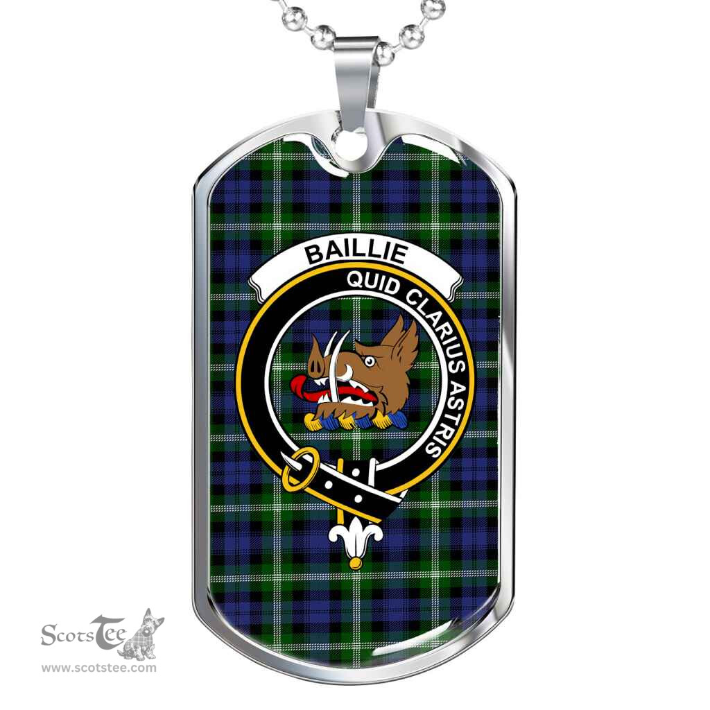 Scottish Baillie Clan Tartan Dog Tag Necklace - Crest Classic Scottish Plaid Tartan Plaid