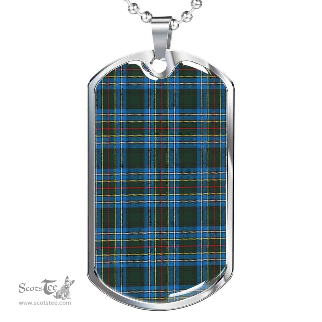 Scottish Cockburn Modern Clan Tartan Dog Tag Necklace - Classic Scottish Plaid Tartan Plaid