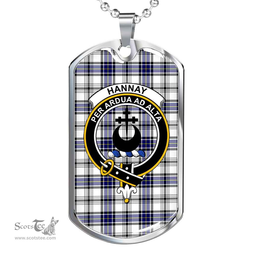 Scottish Hannay Clan Tartan Dog Tag Necklace - Crest Classic Scottish Plaid Tartan Plaid