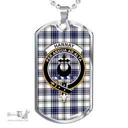Scottish Hannay Clan Tartan Dog Tag Necklace - Crest Classic Scottish Plaid Tartan Plaid