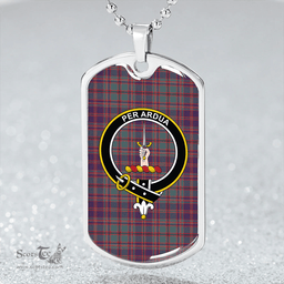 ScottishPlaid MacIntyre of Glenorchy Weathered Clan Tartan Dog Tag Necklace - Crest Classic Scottish Plaid Tartan Plaid