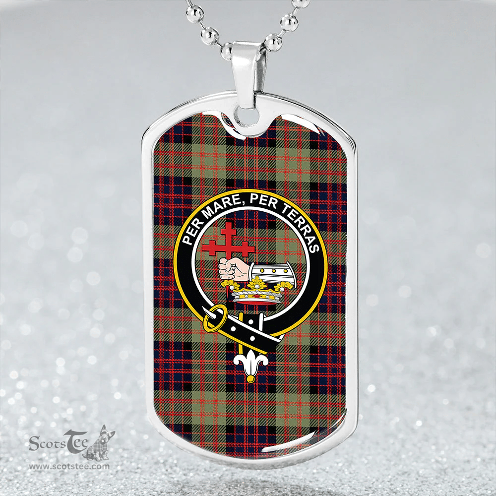 ScottishPlaid MacDonald #2 (Donald #2) Modern Clan Tartan Dog Tag Necklace - Crest Classic Scottish Plaid Tartan Plaid
