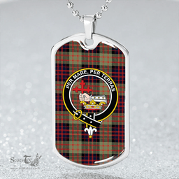 ScottishPlaid MacDonald #2 (Donald #2) Modern Clan Tartan Dog Tag Necklace - Crest Classic Scottish Plaid Tartan Plaid