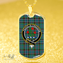ScottishPlaid Stinson (Stephenson/Stevenson) Ancient Clan Tartan Dog Tag Necklace - Crest Classic Scottish Plaid Tartan Plaid