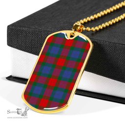 Scottish Mar Clan Tartan Dog Tag Necklace - Classic Scottish Plaid Tartan Plaid