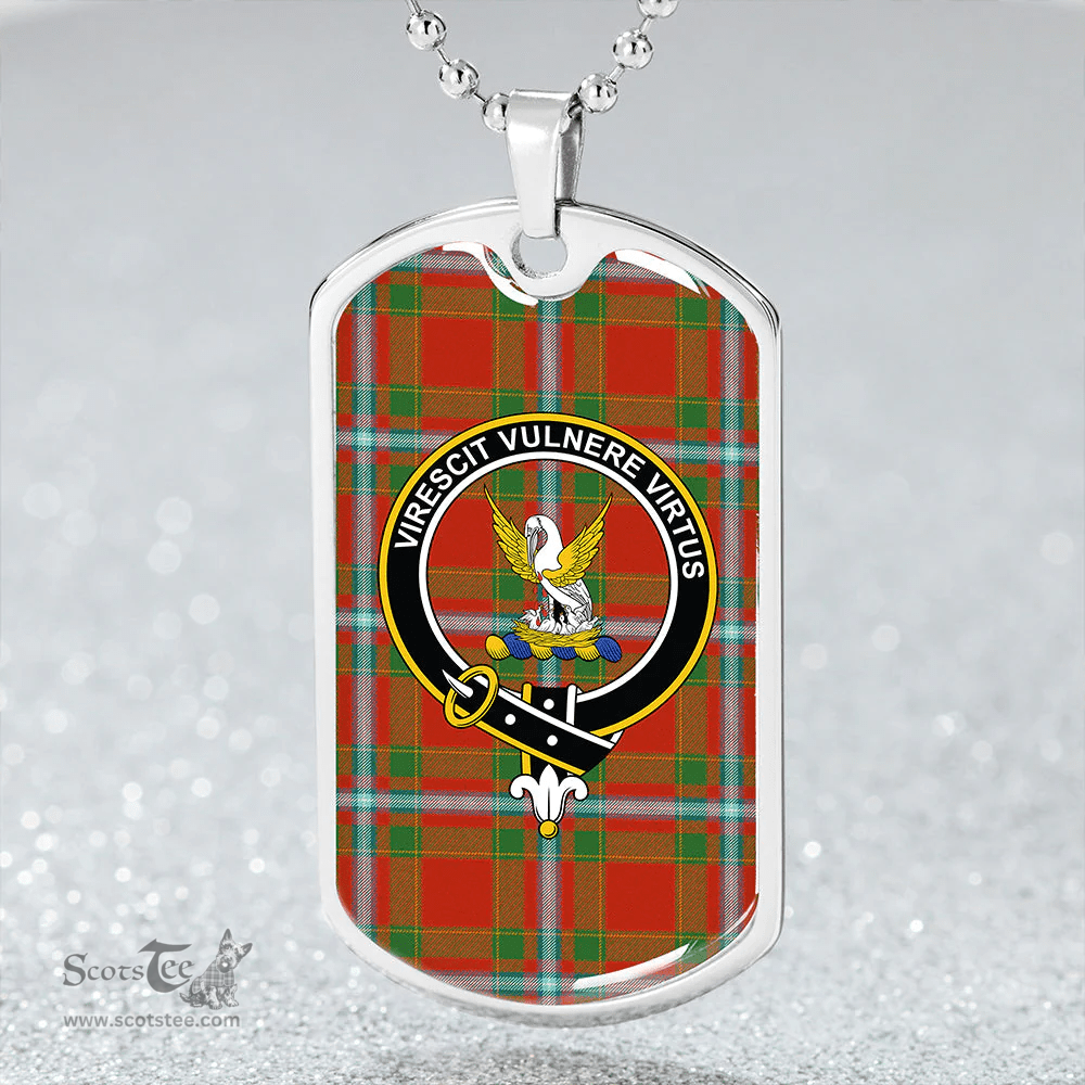 ScottishPlaid Stewart of Fingask Ancient Clan Tartan Dog Tag Necklace - Crest Classic Scottish Plaid Tartan Plaid