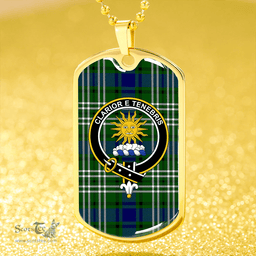 ScottishPlaid Purves Clan Tartan Dog Tag Necklace - Crest Classic Scottish Plaid Tartan Plaid