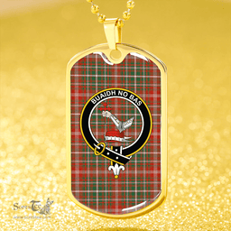 ScottishPlaid MacDougall #2 Ancient Clan Tartan Dog Tag Necklace - Crest Classic Scottish Plaid Tartan Plaid