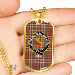 ScottishPlaid MacGlashan Weathered Clan Tartan Dog Tag Necklace - Crest Classic Scottish Plaid Tartan Plaid