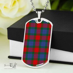 Scottish Mar Clan Tartan Dog Tag Necklace - Classic Scottish Plaid Tartan Plaid