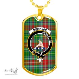 Scottish Muirhead Clan Tartan Dog Tag Necklace - Crest Classic Scottish Plaid Tartan Plaid