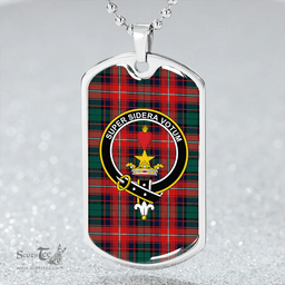 ScottishPlaid Rattray of Lude Modern Clan Tartan Dog Tag Necklace - Crest Classic Scottish Plaid Tartan Plaid