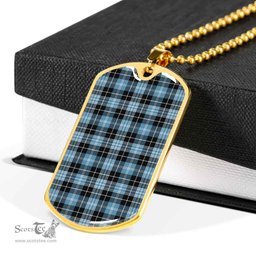 Scottish Clark Ancient Clan Tartan Dog Tag Necklace - Classic Scottish Plaid Tartan Plaid