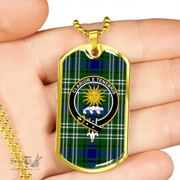 ScottishPlaid Purves Clan Tartan Dog Tag Necklace - Crest Classic Scottish Plaid Tartan Plaid