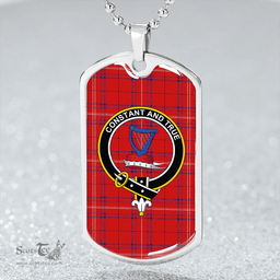 ScottishPlaid Rose of Kilravock Modern Clan Tartan Dog Tag Necklace - Crest Classic Scottish Plaid Tartan Plaid