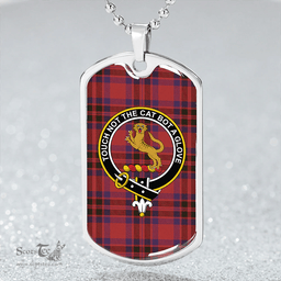 ScottishPlaid MacKintosh Plaid Weathered Clan Tartan Dog Tag Necklace - Crest Classic Scottish Plaid Tartan Plaid