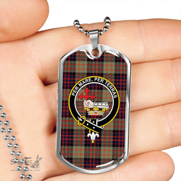 ScottishPlaid MacDonald #2 (Donald #2) Modern Clan Tartan Dog Tag Necklace - Crest Classic Scottish Plaid Tartan Plaid