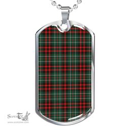 Scottish MacDiarmid Modern Clan Tartan Dog Tag Necklace - Classic Scottish Plaid Tartan Plaid