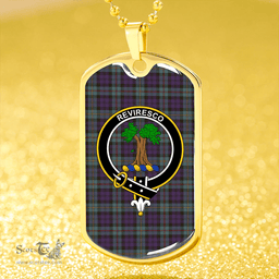 ScottishPlaid MacEwan Weathered Clan Tartan Dog Tag Necklace - Crest Classic Scottish Plaid Tartan Plaid