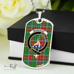 Scottish Muirhead Clan Tartan Dog Tag Necklace - Crest Classic Scottish Plaid Tartan Plaid