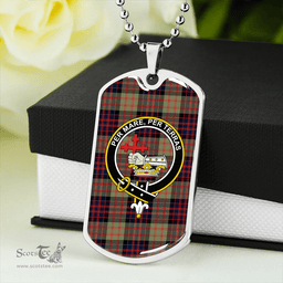 ScottishPlaid MacDonald #2 (Donald #2) Modern Clan Tartan Dog Tag Necklace - Crest Classic Scottish Plaid Tartan Plaid