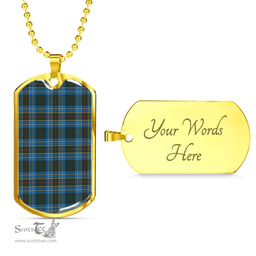 Scottish Cockburn Modern Clan Tartan Dog Tag Necklace - Classic Scottish Plaid Tartan Plaid