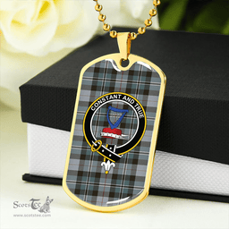 ScottishPlaid Rose Hunting #2 Weathered Clan Tartan Dog Tag Necklace - Crest Classic Scottish Plaid Tartan Plaid