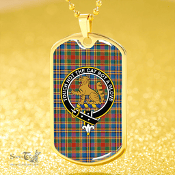 ScottishPlaid MacPherson Crubin Ancient Clan Tartan Dog Tag Necklace - Crest Classic Scottish Plaid Tartan Plaid