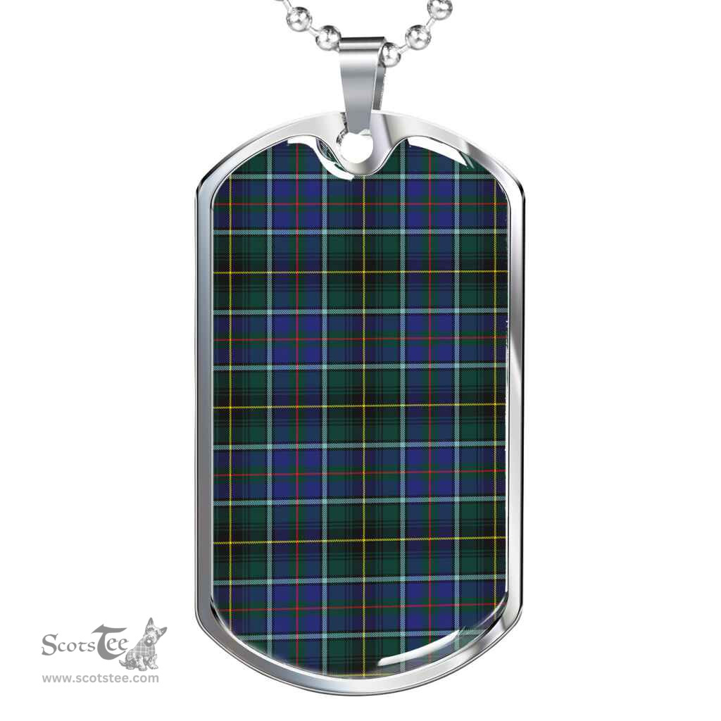 Scottish MacInnes Modern Clan Tartan Dog Tag Necklace - Classic Scottish Plaid Tartan Plaid