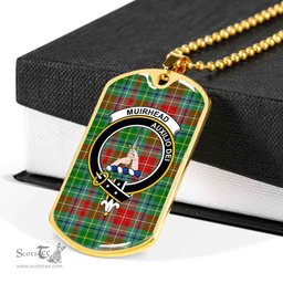 Scottish Muirhead Clan Tartan Dog Tag Necklace - Crest Classic Scottish Plaid Tartan Plaid