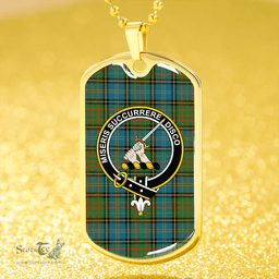 ScottishPlaid MacMillan Hunting Ancient Clan Tartan Dog Tag Necklace - Crest Classic Scottish Plaid Tartan Plaid