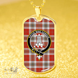 ScottishPlaid MacLean of Duart Dress Red Ancient Clan Tartan Dog Tag Necklace - Crest Classic Scottish Plaid Tartan Plaid
