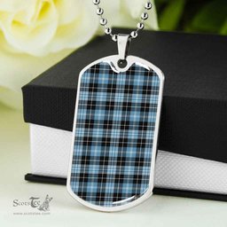 Scottish Clark Ancient Clan Tartan Dog Tag Necklace - Classic Scottish Plaid Tartan Plaid